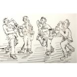 Ian DUNLOP (1945) Sax Section Ink drawing Signed 18 x 28cm