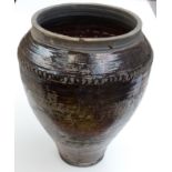 Essex TYLER Raku coil pot with roulette shoulder Height 31cm