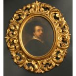 Follower of Sir Peter Paul RUBENS (1577-1640) Self portrait Oil on board Italian carved guilt