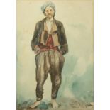 Sapper George BANE Portrait of a Macedonian Turk Watercolour Signed, inscribed and dated 7.6.17 26.