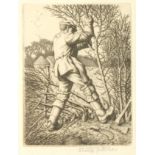 Stanley ANDERSON (1884-1966) Hedge laying Line-engraving Signed Plate size 10 x 7.