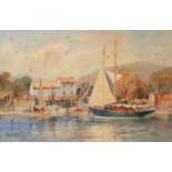 Arthur NETHERWOOD (1864-1930) Mediterranean Port Watercolour Signed 27 x 41cm