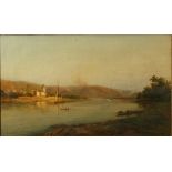 Wilhelm KLEIN (1821-1897) Austrian Lakeside Schloss Oil on canvas Signed and dated 1872 27 x 46cm