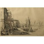 Francis H. DODD (1874-1949) Villas on the Thames Etching Signed Plate size 13.