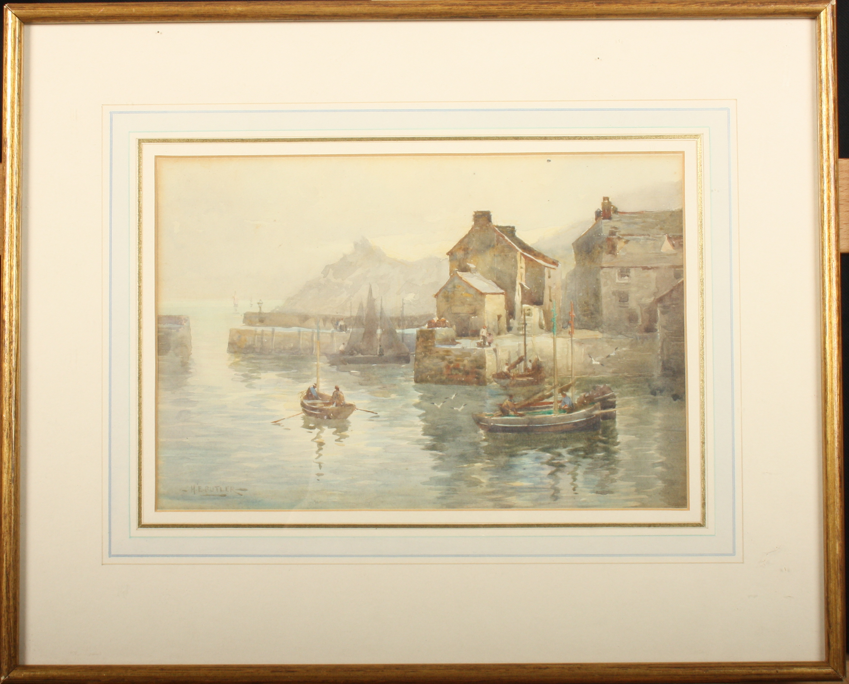 Herbert E BUTLER (1861-1931) Polperro Harbour Watercolour Signed 17. - Image 2 of 3