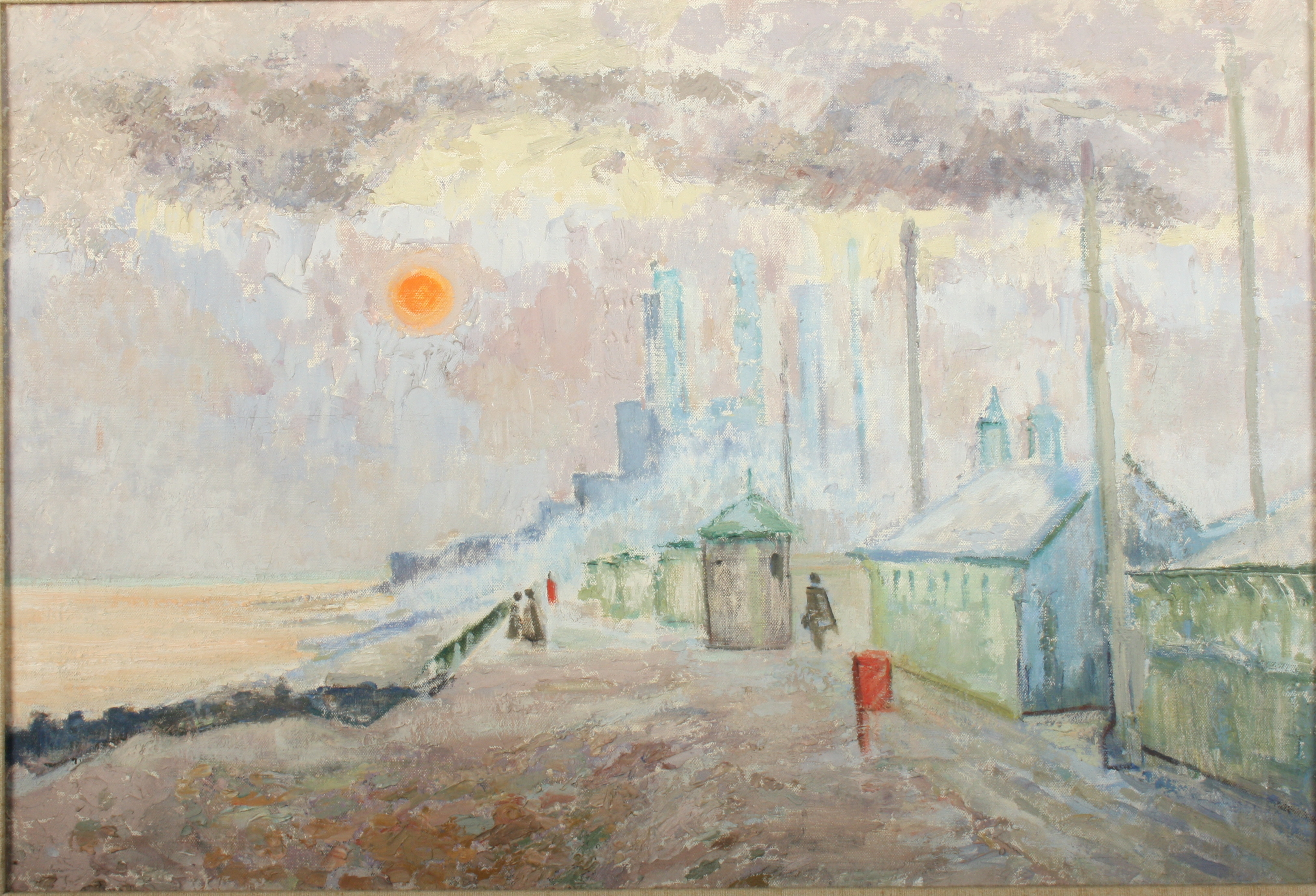 Barbara MORRISON Sunset Over Hove Oil on canvas Signed and dated 1956 to the back 33 x 49cm