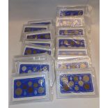 GB :- Specimen coin sets :- 1897, 1947-1961, 1964-1966 (19 sets complete) housed in plastic cases.