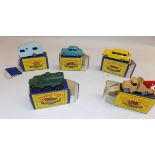 Matchbox :- 23 caravan, 36 Austin A50, 31 Ford Station Wagon, 54 Saracen carrier,