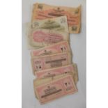 A collection of earlier Egyptian bank notes, condition is very mixed.