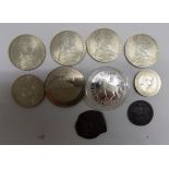 Four Maria Theresa Thala's, a Canada silver dollar 1964, a Cornwall silver medallion,