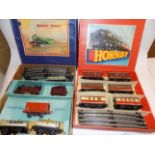 Hornby '0' gauge:- a no 501 passenger gift set, other carriages track etc.