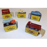 Matchbox :- 5 bus, 14 ambulance, 44 Rolls Royce, 6 earth mover, and 20 open wagon, each boxed.