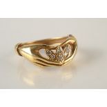 A high purity linked hands diamond set gold ring, 6.5g. Condition report: Size P.