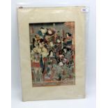 An unframed Japanese print, 19th century, 34.5 x 23.5cm.