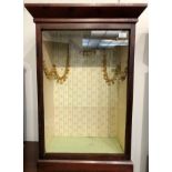 A pine glazed display case, circa 1900, height 82cm, width 55cm, depth 32cm.