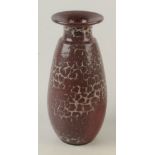 A Bruce Chivers ovoid vase, with breaking flambe glaze, height 20.9cm, impressed mark.