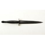 A modern Fairbairn-Sykes knife, by William Rodgers, Sheffield, England, in leather scabbard,