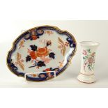 Two pieces of Swansea pottery, an Imari shaped desserts dish and a spill vase,