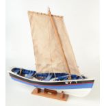 A scratch built model boat, Yorkshire Coble, hull length 58cm.
