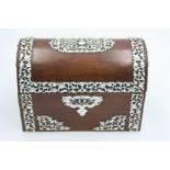 An Anglo-Indian Vizagapatam domed sandalwood and ivory stationary box, 19th century,