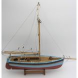 A scratch built model boat, Falmouth Oyster boat, hell length 35cm.