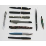 Fountain pens by Cross Sheaffer, Waterman and Parker, together with other pens.