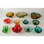 A collection of post war art glass including Scandinavian, Whitefriars and Venetian,