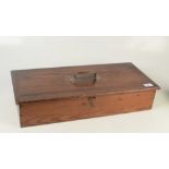 A pine box, 19th century, fitted with printed card hymn numbers, height 12cm, width 60cm,