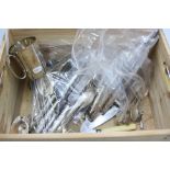 A set of six continental silver grapefruit spoons and quantity of silver plated cutlery including