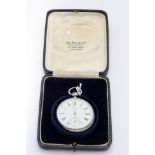 A keyless silver open face pocket watch by W.C.