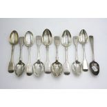 Five silver Josiah Williams & Co fiddle pattern dessert spoons,