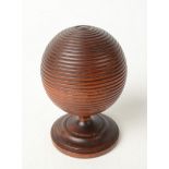 A Victorian treen beehive pot and cover, height 7.5cm.