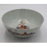A Chinese porcelain bowl, 18th century, decorated with a river scene,