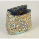 A small iridescent Norman Stuart Clarke rectangular section vase, height 9 cm, signed and dated '93.