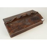 A Victorian wooden knife box, with two hinged sloping compartments, height 17cm, width 46cm,