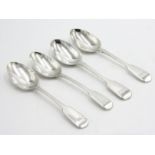 Four Fiddle pattern dessert spoons, 5.2oz.