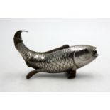 A Faberge silver gem set table lighter in the form of a fish by Julius Rappoport,