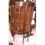 An Edwardian mahogany display cabinet, with painted floral decoration,