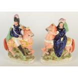 A pair of Victorian Staffordshire equestrian groups, Louis Napoleon and Empress of France,