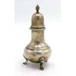A post-war silver sugar dredger in mid 18th century style, retailed by Harrods, 5.8oz.