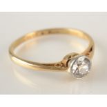 An 18ct yellow gold solitaire diamond ring. Condition report: Aprox carat 0.33cts.