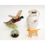 A Beswick model of a pheasant, no 849, a Beswick dog,