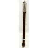 A early 19th century mahogany stick barometer, signed 'Banks 411 Strand, London', height 90.5cm.