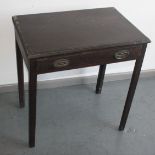 A George III oak and mahogany crossbanded side table,