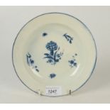 A Worcester blue and white shallow bowl, 18th century, printed with the 'Gilly Flower' pattern,