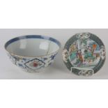 A Chinese export famille rose porcelain punch bowl, 18th century,