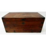 A Chinese brass bound camphor wood chest, with printed paper label inscribed 'Sui Kee Chan,