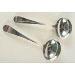 A pair of Georgian silver Old English pattern sauce ladles by Solomon Hougham, London 1801, 3.1oz.