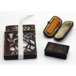 A card case veneered with tortoiseshell and inlaid with mother of pearl,