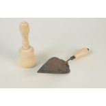 An ivory mallet with silver inscription plate 'Commemorating the laying of the foundation stone of